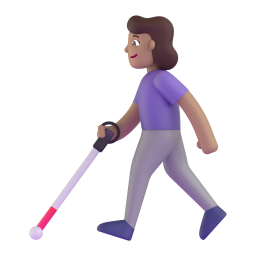 woman with white cane: medium skin tone β Fluent 3D
