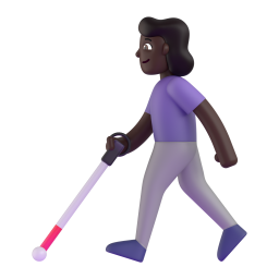 woman with white cane: dark skin tone β Fluent 3D