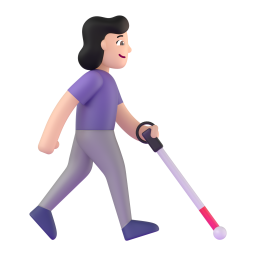woman with white cane facing right: light skin tone β Fluent 3D