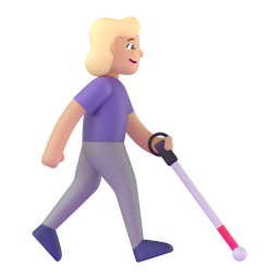 woman with white cane facing right: medium-light skin tone β Fluent 3D