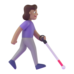 woman with white cane facing right: medium skin tone β Fluent 3D